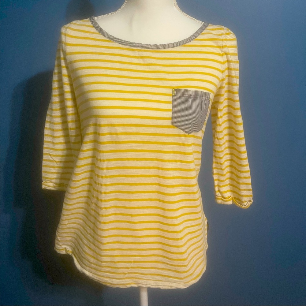 Anthropologie mixed media 3/4 sleeve top Size S